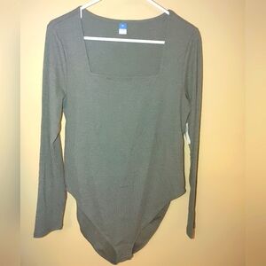 Old Navy Women's Gray Long Sleeve Bodysuit, Size XL NWT